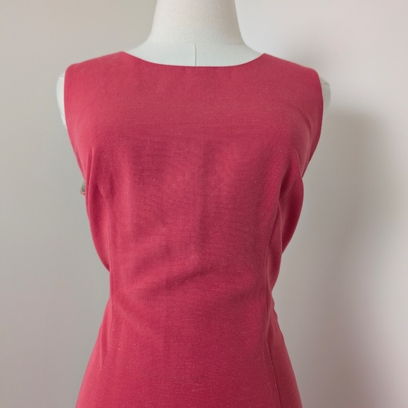 Linen Mini Dress Fitted Cleo High Neck Sleeveless Pencil Fitted Knee Length - Picture 10 of 10